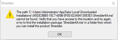 Появляется ошибка с файлом Shredder64.msi, как исправить