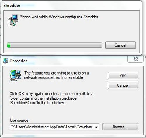 Появляется ошибка с файлом Shredder64.msi, как исправить